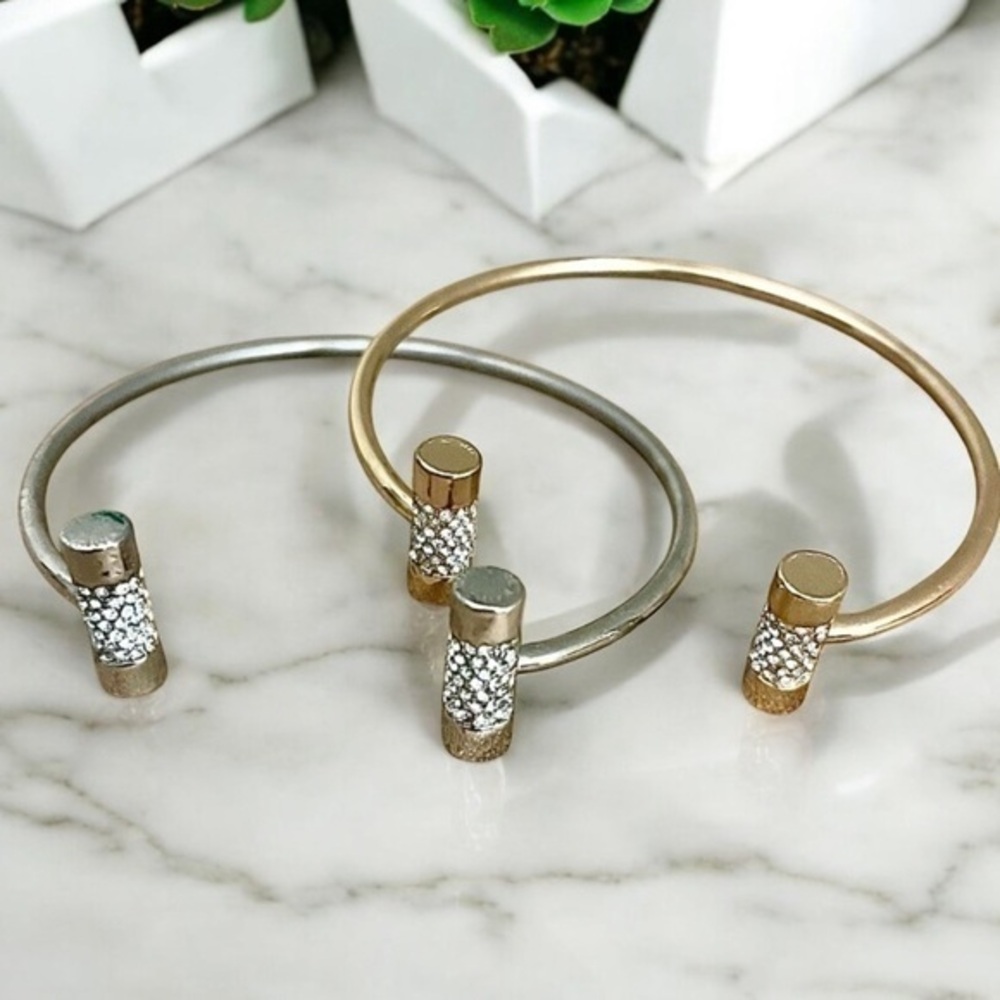Langston gold & silver tone plated  pavé bangle set 🩶💛💎💎 NWOT